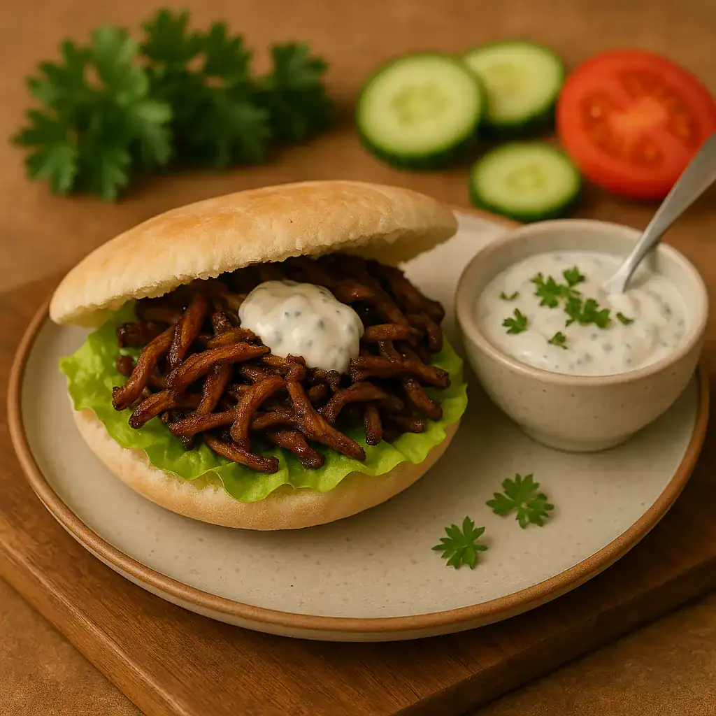 Pita met oesterzwamshoarma