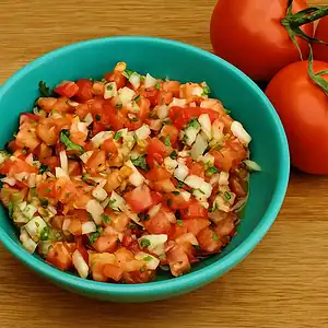 Plantaardige bijgerechten & basisrecepten 4 Tomatensalsa in schaaltje met koriander