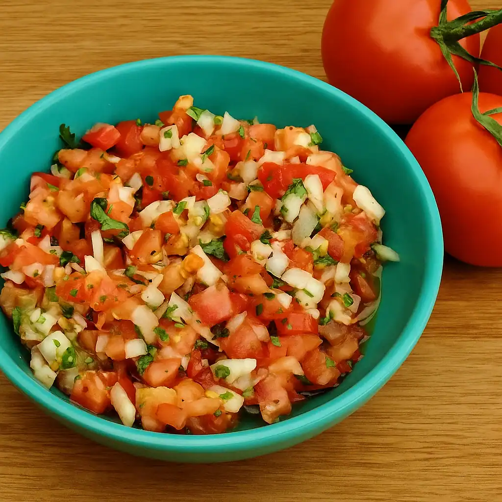 Tomatensalsa in schaaltje met koriander