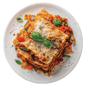 Vegan lasagne met gegrilde groenten en romige saus