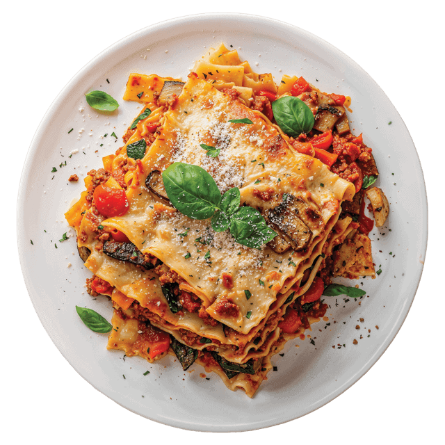 Vegan lasagne met gegrilde groenten en romige saus
